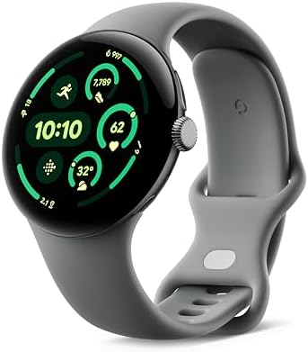 Google Pixel Watch 3 (45mm) - Matt Grey Aluminium Case - Grey Green Strap - Wi-Fi