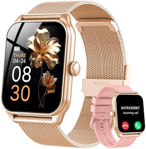 Women's Smartwatch, 1.83 Inch HD Smartwatch with Bluetooth Calls, 120+ Sport Mode, 24/7 Health Monitor, IP68 Waterproof, Fitness Tracker Compatible with Android and iOS, Rose Gold